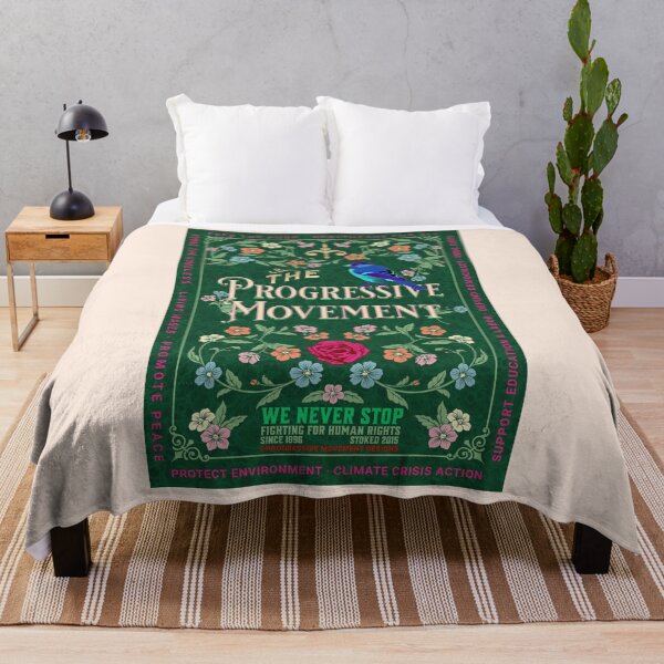 Aperçu de l'œuvre PMD00107 Progressive Movement Designs oiseau floral vert vintage intemporel pour les progressistes créée et vendue par ProgressiveLeft.