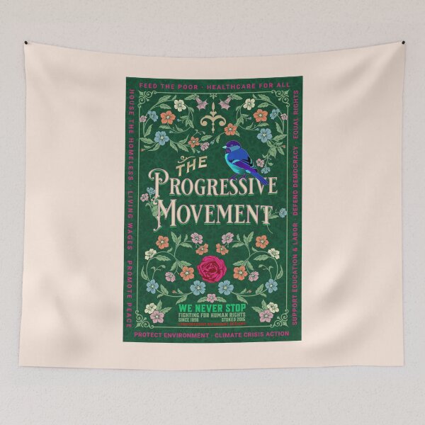 Aperçu de l'œuvre PMD00107 Progressive Movement Designs oiseau floral vert vintage intemporel pour les progressistes créée et vendue par ProgressiveLeft.
