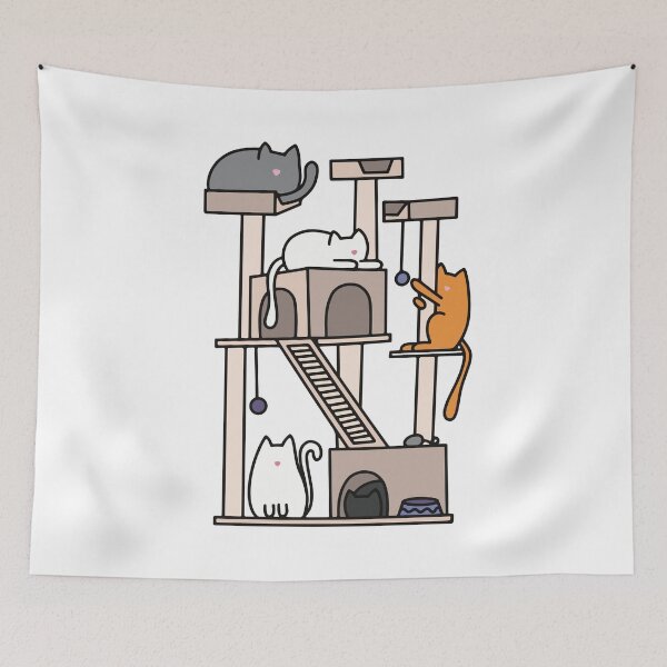 Item preview, Cats Playing on Cat Tree designed and sold by murialbezanson.