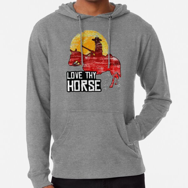 Red Horse Sunset  - LOVE THY HORSE, Redemption of the West   Lightweight Hoodie