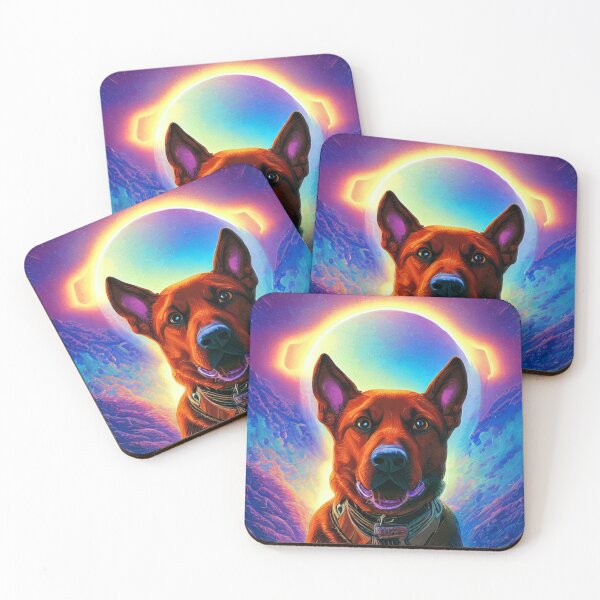 Item preview, Dogs in space nebula galaxy colorful abstract art gift for dog lover designed and sold by ValleyDream.