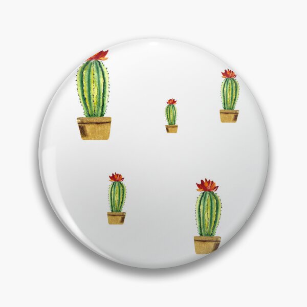 Item preview, Cactus green red flower pattern watercolor sketch designed and sold by Yana Mustafina | Boho Soulful Designs.