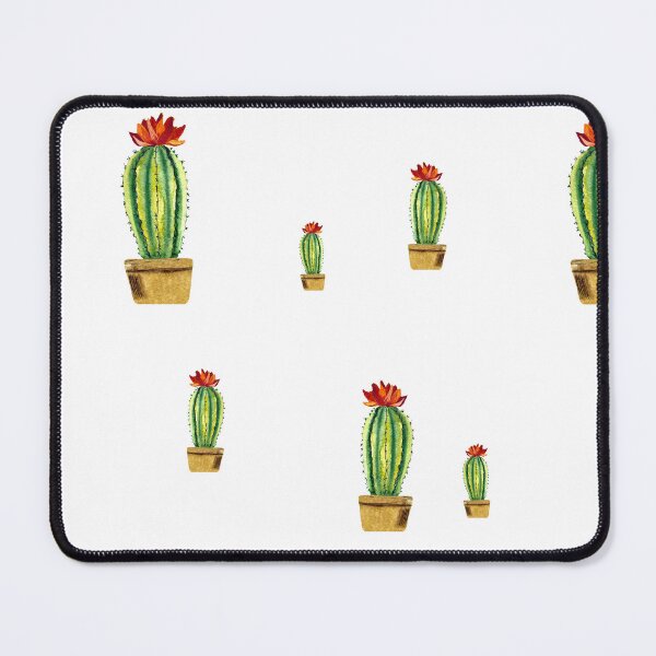 Item preview, Cactus green red flower pattern watercolor sketch designed and sold by Yana Mustafina | Boho Soulful Designs.