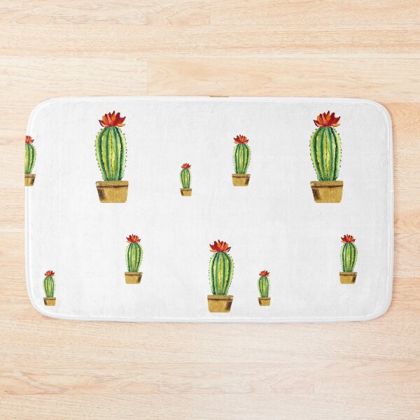 Item preview, Cactus green red flower pattern watercolor sketch designed and sold by Yana Mustafina | Boho Soulful Designs.