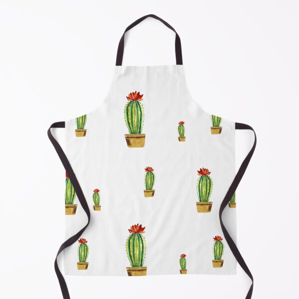 Item preview, Cactus green red flower pattern watercolor sketch designed and sold by Yana Mustafina | Boho Soulful Designs.
