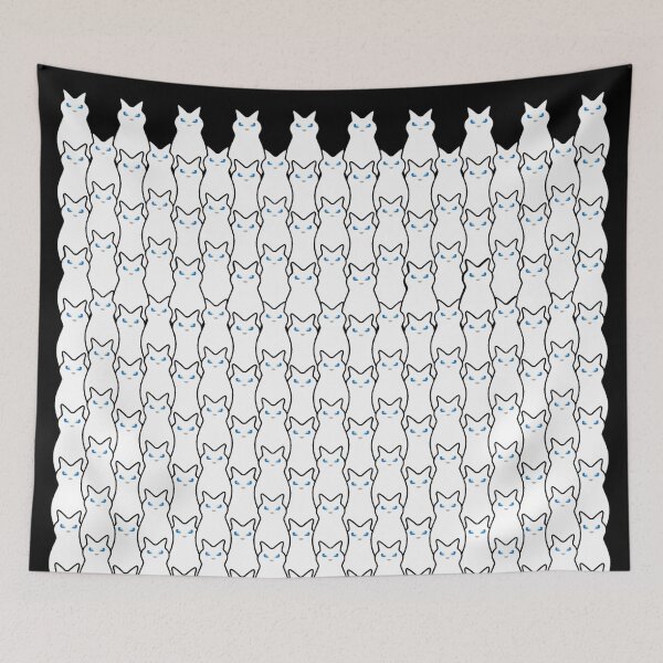Item preview, White cats pattern, animal pattern, suspicious cats,  pet, funny cats, cats lovers gift designed and sold by Collagedream.