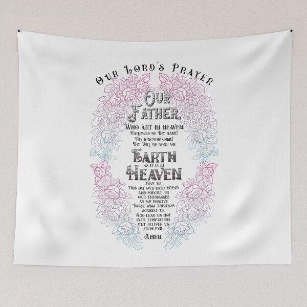 Item preview, Our Father which art in Heaven - Our Lord's Prayer - Floral, Christian, Faith,  Jesus Christ (White) designed and sold by zicutza.