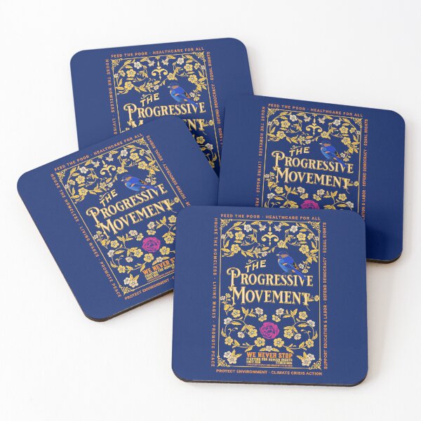 Aperçu de l'œuvre PMD00108 Progressive Movement Designs oiseau floral vintage intemporel sur bleu marine pour progressistes créée et vendue par ProgressiveLeft.