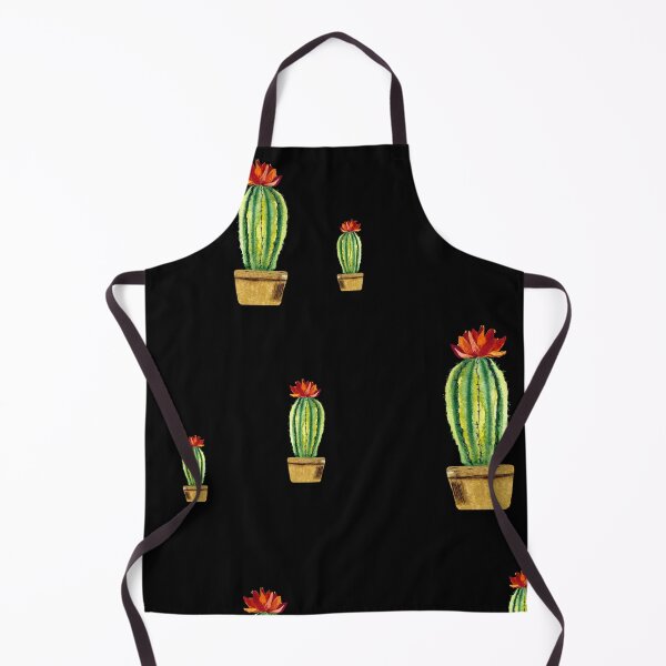 Item preview, Cactus green red flower pattern watercolor sketch black designed and sold by Yana Mustafina | Boho Soulful Designs.