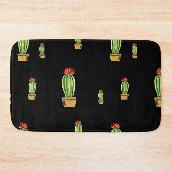 Item preview, Cactus green red flower pattern watercolor sketch black designed and sold by Yana Mustafina | Boho Soulful Designs.