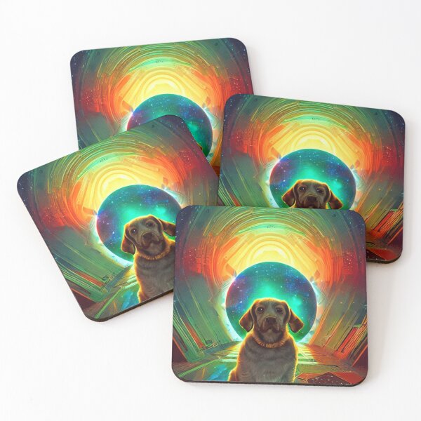 Item preview, Dogs in space nebula galaxy colorful abstract art gift for dog lover designed and sold by ValleyDream.
