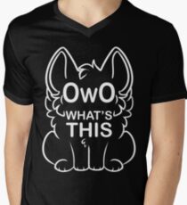 OwO What's this? - white text Men's V-Neck T-Shirt