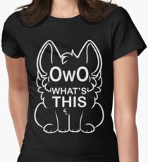 OwO What's this? - white text Women's Fitted T-Shirt