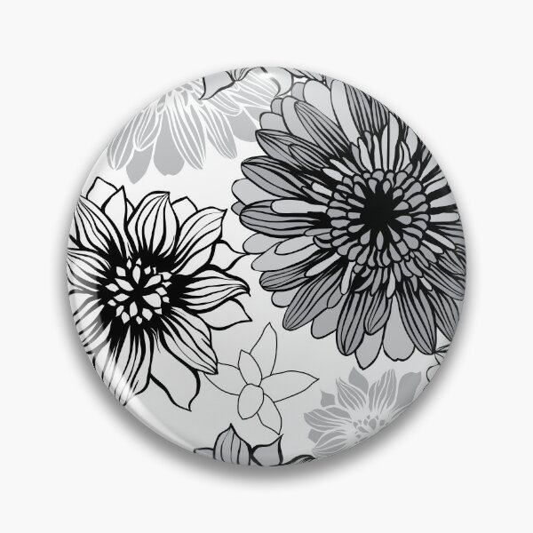Item preview, Black and white Chrysanthemums flowers designed and sold by KimmyRob.