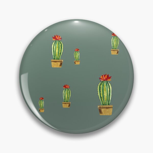 Item preview,  Cactus green red flower pattern watercolor sketch mint designed and sold by Yana Mustafina | Boho Soulful Designs.