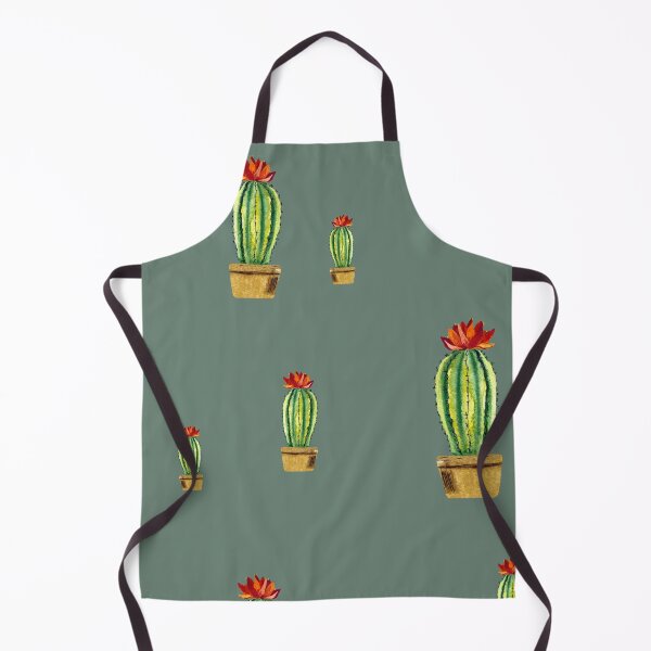 Item preview,  Cactus green red flower pattern watercolor sketch mint designed and sold by Yana Mustafina | Boho Soulful Designs.