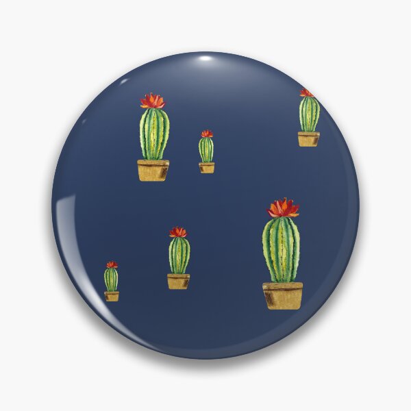 Item preview,  Cactus green red flower pattern watercolor sketch blue designed and sold by Yana Mustafina | Boho Soulful Designs.
