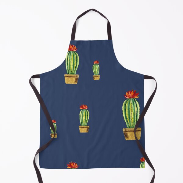 Item preview,  Cactus green red flower pattern watercolor sketch blue designed and sold by Yana Mustafina | Boho Soulful Designs.