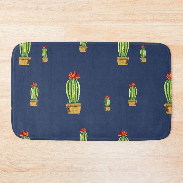 Item preview,  Cactus green red flower pattern watercolor sketch blue designed and sold by Yana Mustafina | Boho Soulful Designs.