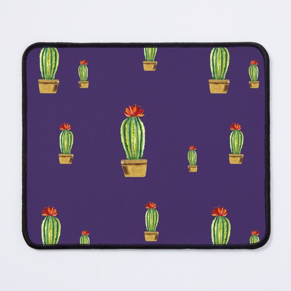 Item preview, Cactus green red flower pattern watercolor sketch violet designed and sold by Yana Mustafina | Boho Soulful Designs.