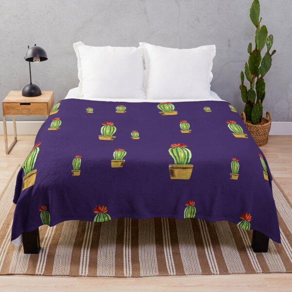 Item preview, Cactus green red flower pattern watercolor sketch violet designed and sold by Yana Mustafina | Boho Soulful Designs.