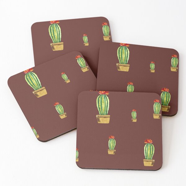 Item preview,  Cactus green red flower pattern watercolor sketch red designed and sold by Yana Mustafina | Boho Soulful Designs.