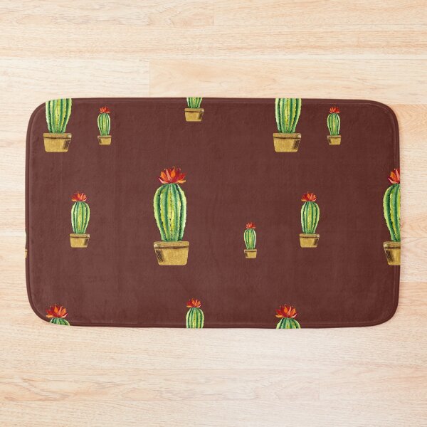 Item preview,  Cactus green red flower pattern watercolor sketch red designed and sold by Yana Mustafina | Boho Soulful Designs.
