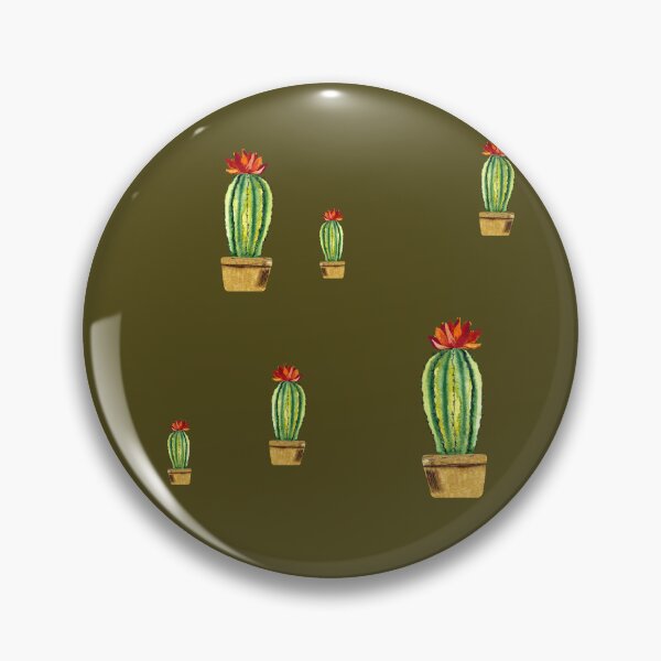 Item preview,  Cactus green red flower pattern watercolor sketch green designed and sold by Yana Mustafina | Boho Soulful Designs.