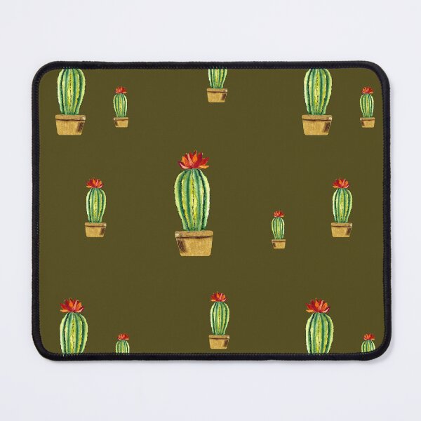 Item preview,  Cactus green red flower pattern watercolor sketch green designed and sold by Yana Mustafina | Boho Soulful Designs.