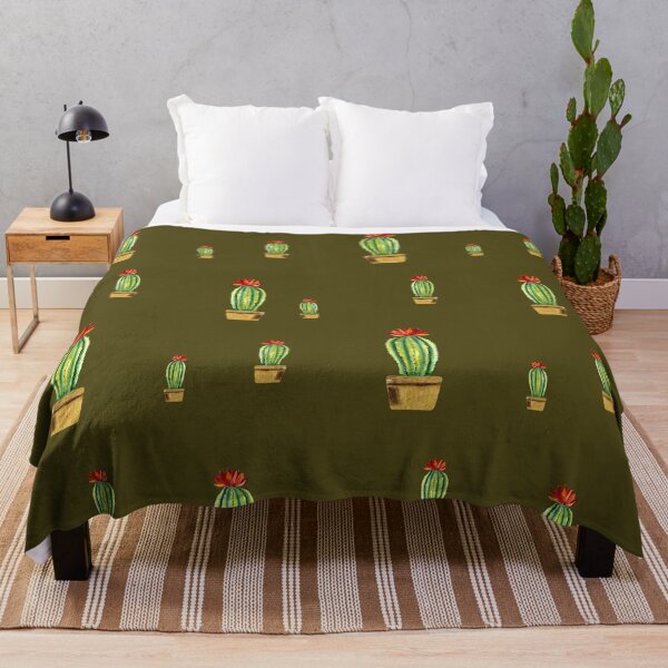 Item preview,  Cactus green red flower pattern watercolor sketch green designed and sold by Yana Mustafina | Boho Soulful Designs.