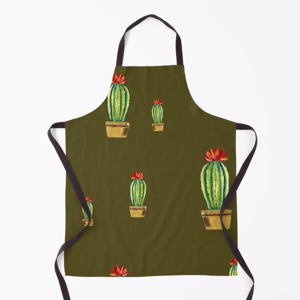 Item preview,  Cactus green red flower pattern watercolor sketch green designed and sold by Yana Mustafina | Boho Soulful Designs.