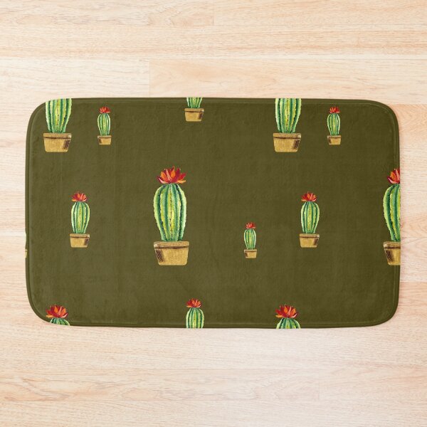Item preview,  Cactus green red flower pattern watercolor sketch green designed and sold by Yana Mustafina | Boho Soulful Designs.