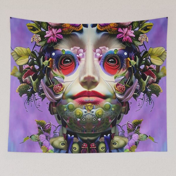 Item preview, Beautiful Flowers Surreal Art Cute Girl Android Robot designed and sold by ZiolaRosa.