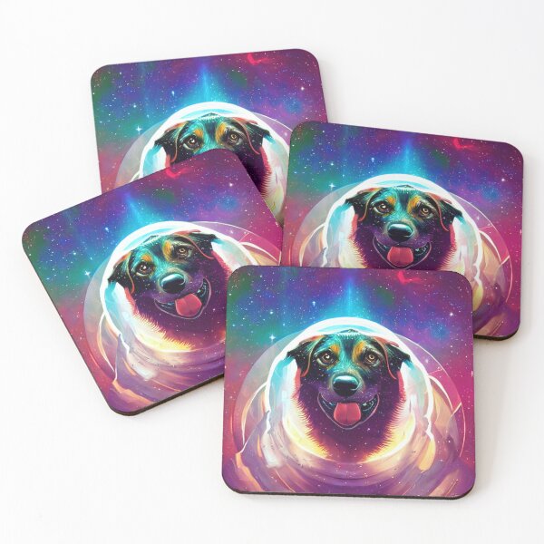 Item preview, Dogs in space nebula galaxy colorful abstract art gift for dog lover designed and sold by ValleyDream.
