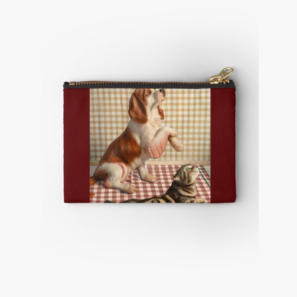 Item preview, Gingham Dog and Calico Cat in style of Michelangelo (AI Generated Art) designed and sold by Cowboy Folly.