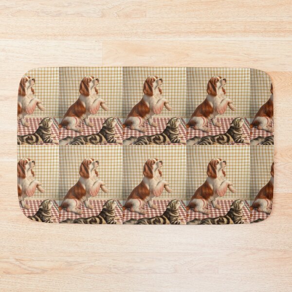 Item preview, Gingham Dog and Calico Cat in style of Michelangelo (AI Generated Art) designed and sold by Cowboy Folly.
