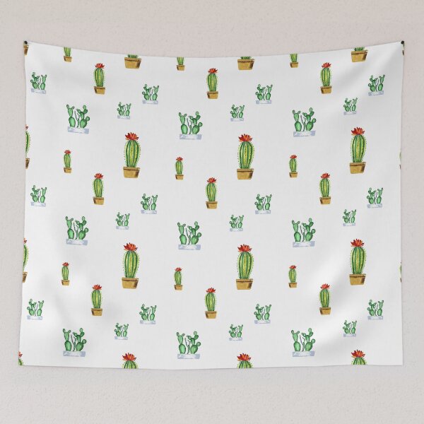 Item preview, Cactus in pot seamless pattern a watercolor  designed and sold by Yana Mustafina | Boho Soulful Designs.