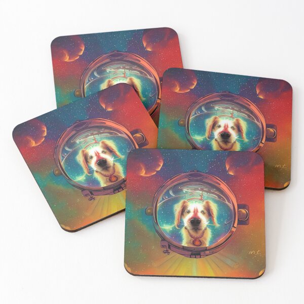 Item preview, Dogs in space nebula galaxy colorful abstract art gift for dog lover designed and sold by ValleyDream.