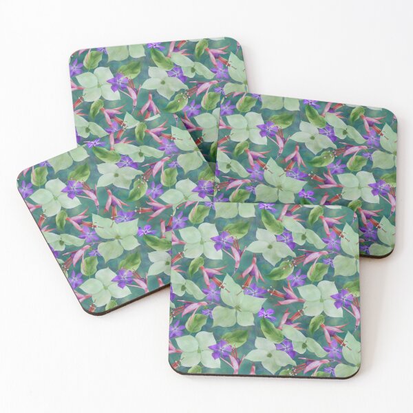 Item preview, Vintage Style Composition of Purple White and Pink Fuchsia Flowers designed and sold by Tina Veenstra.