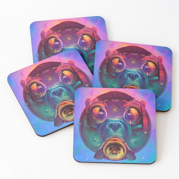 Item preview, Dogs in space nebula galaxy colorful abstract art gift for dog lover designed and sold by ValleyDream.