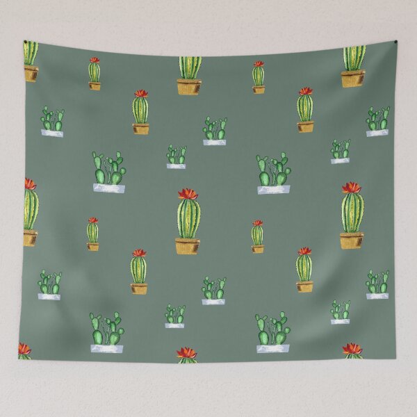Item preview, Cactus in pot seamless pattern a watercolor mint designed and sold by Yana Mustafina | Boho Soulful Designs.