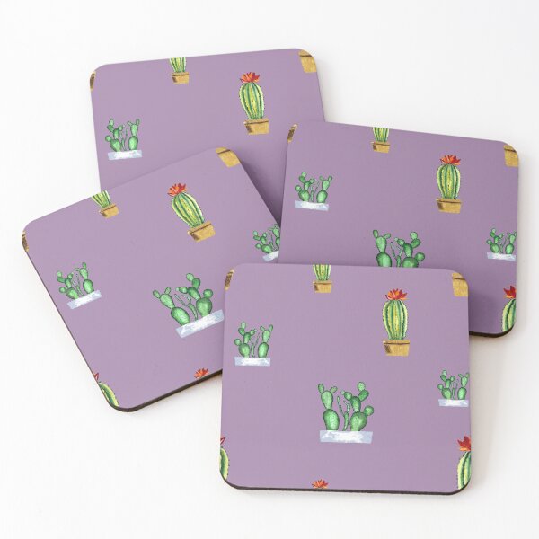 Item preview, Cactus in pot seamless pattern a watercolor violet designed and sold by Yana Mustafina | Boho Soulful Designs.