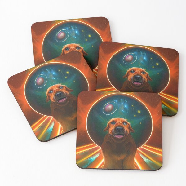 Item preview, Dogs in space nebula galaxy colorful abstract art gift for dog lover designed and sold by ValleyDream.