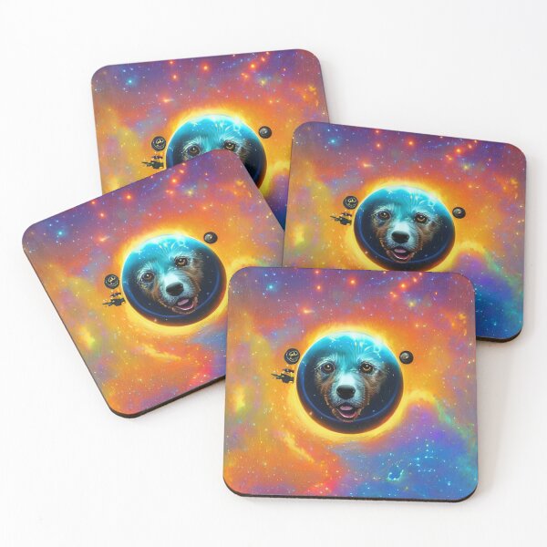 Item preview, Dogs in space nebula galaxy colorful abstract art gift for dog lover designed and sold by ValleyDream.