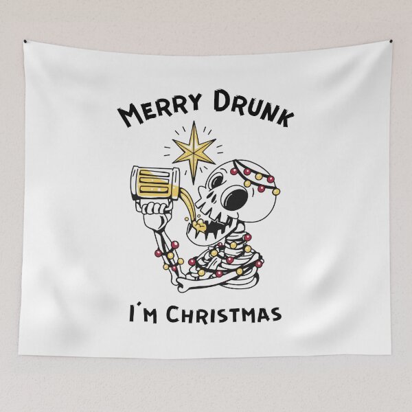 Item preview,  Merry Drunk I'm Christmas -   Skeleton drinking beer designed and sold by Georgy09.
