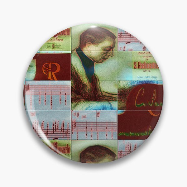 Item preview,  AMAZING PAINTING ABSTRACT PORTRAIT OF SERGEI RACHMANINOFF PIANIST MUSICIAN COMPOSER - CLASSICAL MUSIC SCORE - PATCHWORK SIGNATURE designed and sold by Ralek.