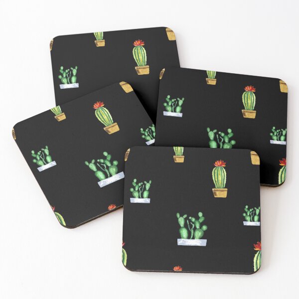 Item preview, Cactus in pot seamless pattern a watercolor black designed and sold by Yana Mustafina | Boho Soulful Designs.