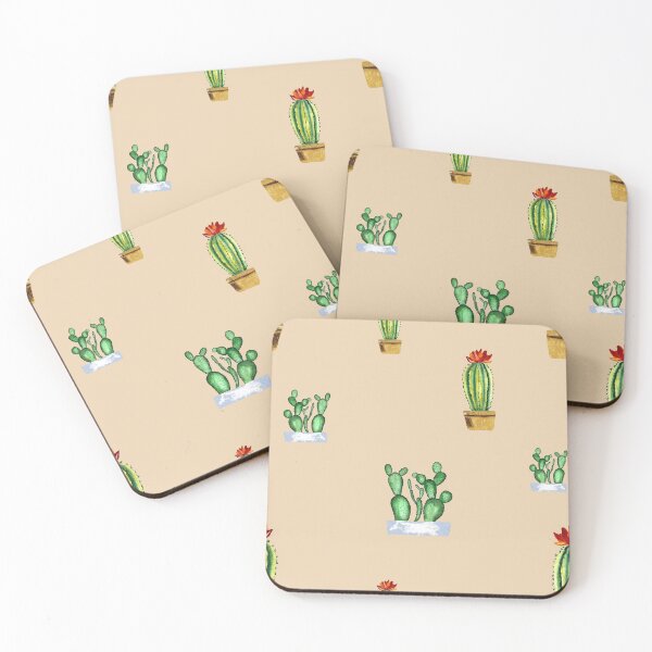 Item preview, Cactus in pot seamless pattern a watercolor beige designed and sold by Yana Mustafina | Boho Soulful Designs.