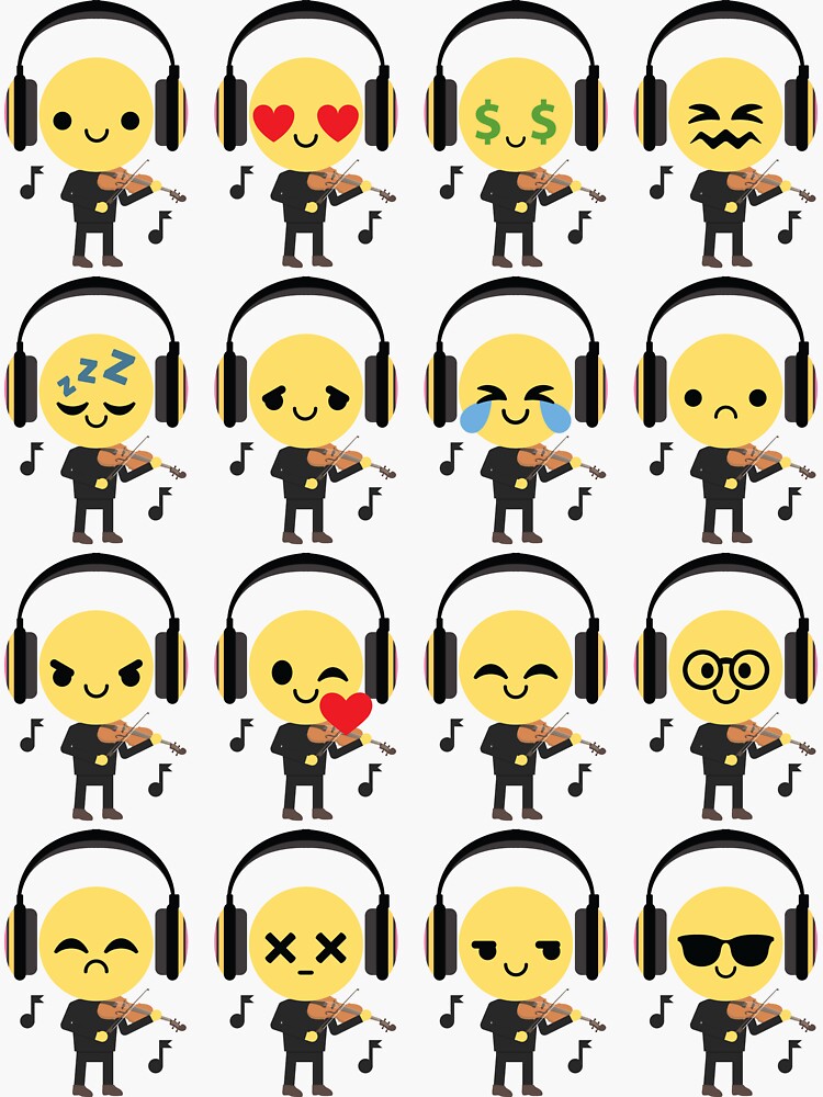 "Violin Emoji " Sticker by HippoEmo Redbubble