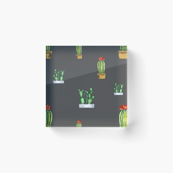 Item preview, Cactus in pot seamless pattern a watercolor grey designed and sold by Yana Mustafina | Boho Soulful Designs.